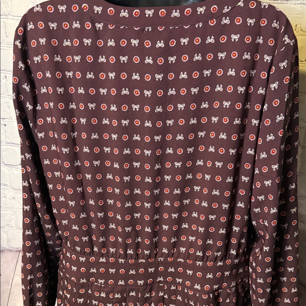 LOFT Elegant Maroon Patterned Dress - Picture 13 of 14